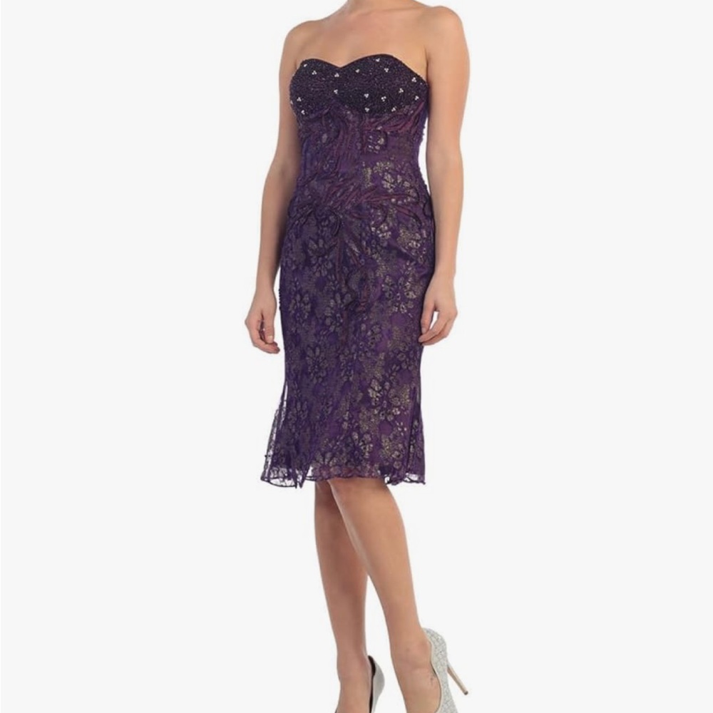 Purple Strapless Dress